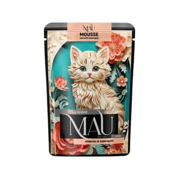 dnt Mousse za mačke MAU Junior s telečjo jetrno pašteto in šparglji - 85 g