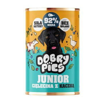 slomart DOBRY PIES Junior Govedina z račjo, mokra hrana za mladiče, 400g