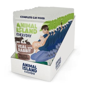 Animal ANIMAL ISLAND Mokra hrana za mačke, kunčji file v omaki, 12x85g