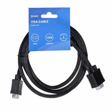 Savio CL-202 VGA kabel, 1.8 m, črna