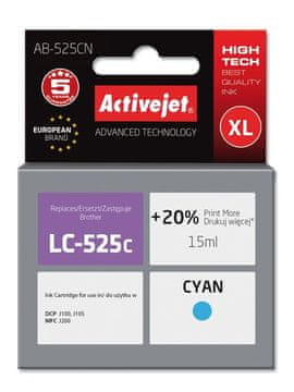 ActiveJet Activejet kartuša za tiskalnik Brother LC525C, cian, 15 ml