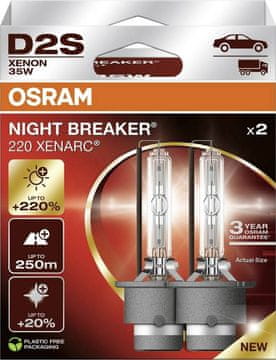 slomart Avtomobilska žarnica Osram 66240XN2-2HB D2S 85V 35W P32D-2 XENARC NIGHT BREAKER 220, bela 4500K (komplet 2 kos)