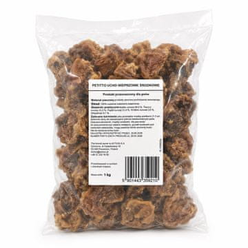 PTI PETITTO Posušeno prašičje uho za pse, 1 kg