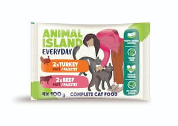 Animal ANIMAL ISLAND Mokra hrana za mačke, govedina/puran, 4x100g