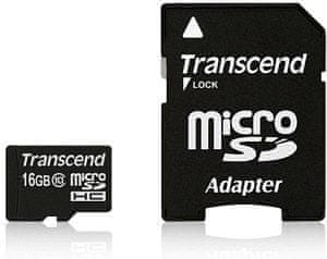 TRS Transcend microSDXC/SDHC Class 10 UHS-I 16GB s adapterjem