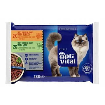 slomart OPTIVITAL Mokra hrana za sterilizirane mačke, jagnjetina in govedina, 4x85g