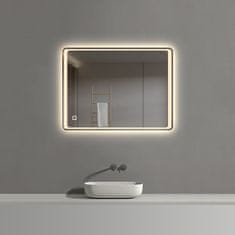 S6 Steklarstvo Šest LED ogledalo S64B, 60x80cm / 80x60cm, LED kopalniško ogledalo, 3 barve LED, antifog, dimmer