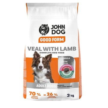 John JOHN DOG Good Form Medium an large breeds govedina z jagnjetino - suha hrana za pse - 3kg