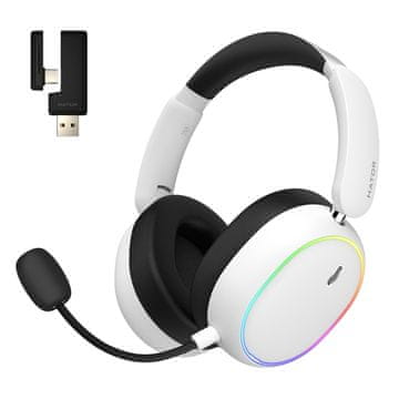 PHOENIX HATOR Phoenix 2 Brezžične Gaming Naglavne Slušalke, USB Type-C / USB Type-A, Bluetooth, Bele