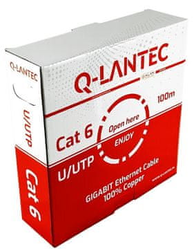 Q-LANTEC U/UTP kabel kat. 6 siv 100 m (KIU6PVC100Q)