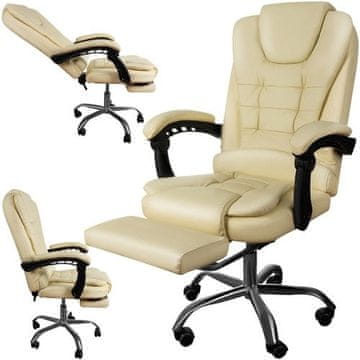 Northix Pisarniški stol z oporo za noge - bel Malatec 23287