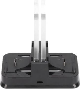 Nikcorp Večfunkcijska polnilna postaja 4v1 za Nintendo Switch, Switch Lite in OLED, hitro polnjenje za 4x Joy-Con ali 2x Pro Controller, USB-C priklop, zaščita pred prenapetostjo, črna barva, 1 kos