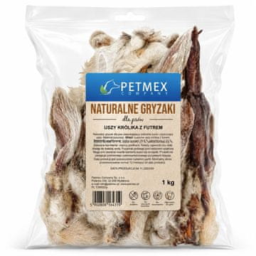 slomart PETMEX pasje priboljški - kunčje ušesa z naravno dlako, 1kg