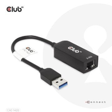 CLUB3D USB 3.2 Gen1 Type A na RJ45 Ethernet adapter, 2.5Gbps