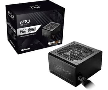 Asr Asrock PRO-850B napajalnik 850W, 24-pin ATX, črn