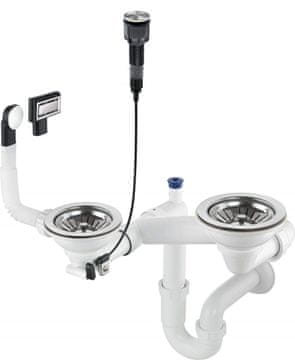 FOR DTA Space-Saver sifon za 1.5- in 2-kratni granitni umivalnik