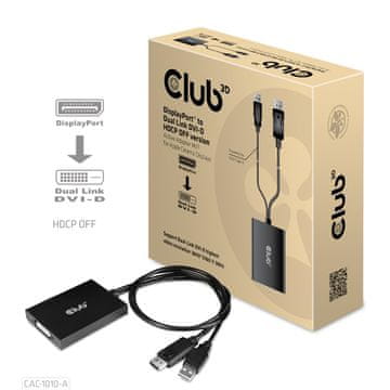 Club 3D CLUB3D CAC-1071 adapter DisplayPort na DVI-D Dual Link, črn