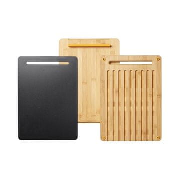 Fiskars Fiskars 1057550 deska za rezanje, pravokotna, bambus/plastika, bambus/črna