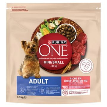 Purina PURINA One Sensitive Mini/Small pasja hrana z govedino in rižem, 1,5 kg