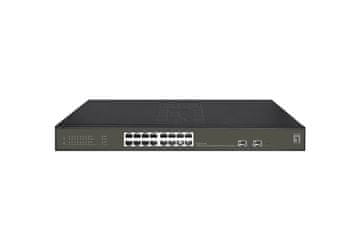 Level One LevelOne GES-1820 Hilbert omrežni stikalo 18-port Gigabit PoE Smart Lite, 16 PoE+, 2 SFP, 230W, črno