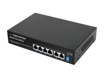ESP PoE stikalo Esperanza ENS105 - 6-portno, 10/100 Mbps, 60W, črno