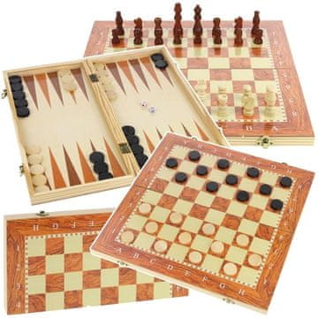 Nobo Kids LESENI ŠAH, DAMA, IGRALNA IGRALNICA, KOMPLET KLASIČNIH PLOŠČ 3V1