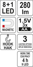 YATO 2-v-1 LED MAGNETNA DELAVNIŠKA SVETILKA YT-08513