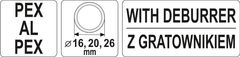 YATO Kalibrator z odstranjevalcem robov za PEX-AL-PEX cevi 16/20/26 mm YT-22374 yato