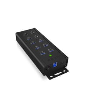 RAD ICY BOX IB-HUB1703-QC3 USB 3.2 Gen 1 z napajalnikom, 5000 Mbit/s, črn