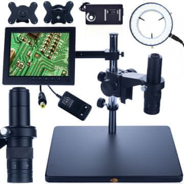 Rosfix Rosfix Earth Pro mcep-0.5X digitalni mikroskop + 8-palčni zaslon + 200 mm držalo za digitalni mikroskop + 56x LED nastavljiv osvetljevalec za mikroskop