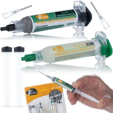 Komplet za spajkanje Rosfix Rosfix ProFlux338 + tekoči kositer 138°C + 2x bat, 2x igla