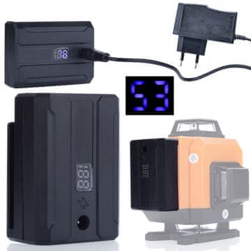 Rosfix POLNILNA BATERIJA 3500 MAH S POLNILNIKOM ZA LASERSKI NIVELIRAČ Z LCD ZASLONOM
