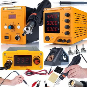 Rosfix Komplet za servisiranje elektronike Rosfix ProTech Trio v1 (postaja za vroč zrak, spajkalna postaja T12, napajalnik)