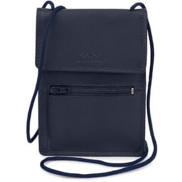 Beltimore Beltimore D78 usnjena potovalna torbica, etui za potni list, torbica za vrat, etui za dokumente, temno modra