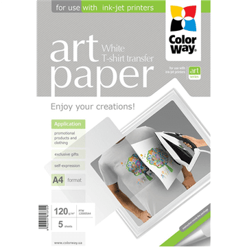 ColorWay | ART | 120 g/m² | A4 | Foto papir za prenos na majice (bel)