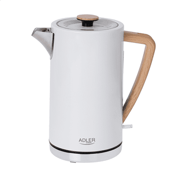 Adler Električni grelnik vode Adler AD 1347w, 2200 W, 1,5 l, nerjaveče jeklo, bel, vrtljivo podnožje za 360°.