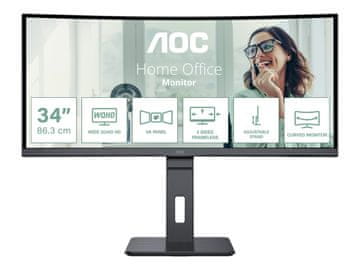 shumee CU34P3CV | 34" | VA | 21:9 | 100 Hz | 4 ms | 3440 x 1440 slikovnih pik | količina HDMI vhodov 1