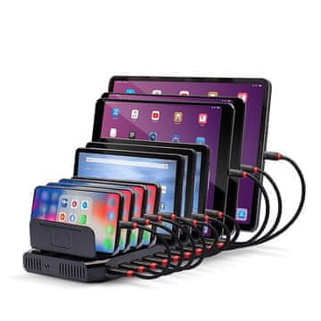 Lindy Lindy 96W polnilna postaja, 10x USB, črna