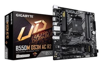 Gigabyte Matična plošča GIGABYTE B550M DS3H AC R2 (AM4, DDR4, PCIe 4.0, Wi-Fi 5)