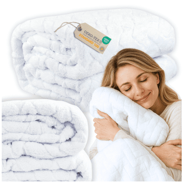 Odeja 200×220 cm pregrinjalo za odejo 340 g/m² bela reliefna ribja kost