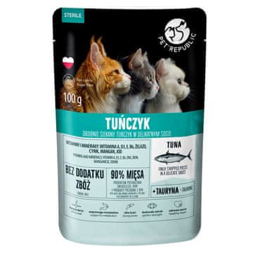 PET PET REPUBLIC mokra hrana za sterilizirane mačke, tuna v omaki, 100g