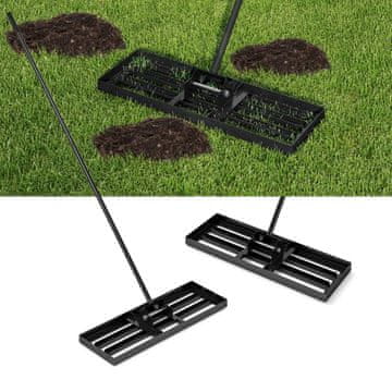 Northix Kovinske grablje za izravnavo trate z ergonomskim ročajem, 75x25 cm