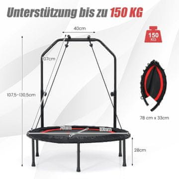 Northix Trampolin za fitnes z nastavljivim ročajem in upornimi trakovi