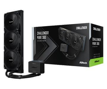 Asr Asrock Challenger Pure 360 CPU hladilnik, tekočinsko hlajenje, 3x12cm ventilatorji, črn