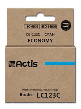 ACS Actis KB-123C tiskalniška kartuša (nadomestna za Brother LC123C/LC121C); cian; 10 ml