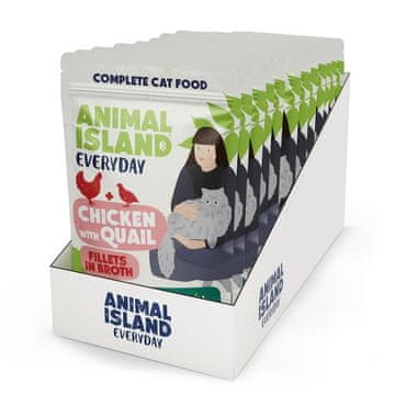 Animal ANIMAL ISLAND piščanec z prepelicami v omaki - mokra hrana za mačke - 12x85g