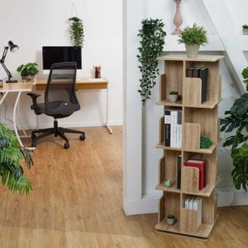 Northix Kotna knjižna omara z videzom lesa