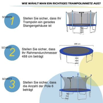 Northix Zaščitna mreža za trampolin Ø 487 cm za nadomestno mrežo za vrtne trampoline