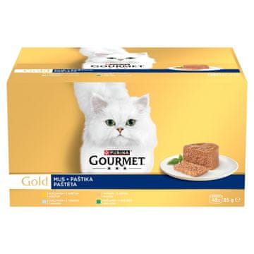 Purina PURINA Gourmet Gold Mousse Mokra hrana za mačke Mix okusov, 48x85g