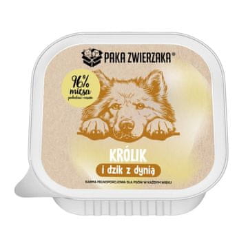 Paka Zwierzaka P procent ZWIERZAKA Mokra hrana za pse, zajec in divja svinja s bučo, 150 g